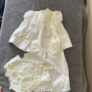 Vintage Christening or baptism outfit/ white dress. Appears to be 3 months ish